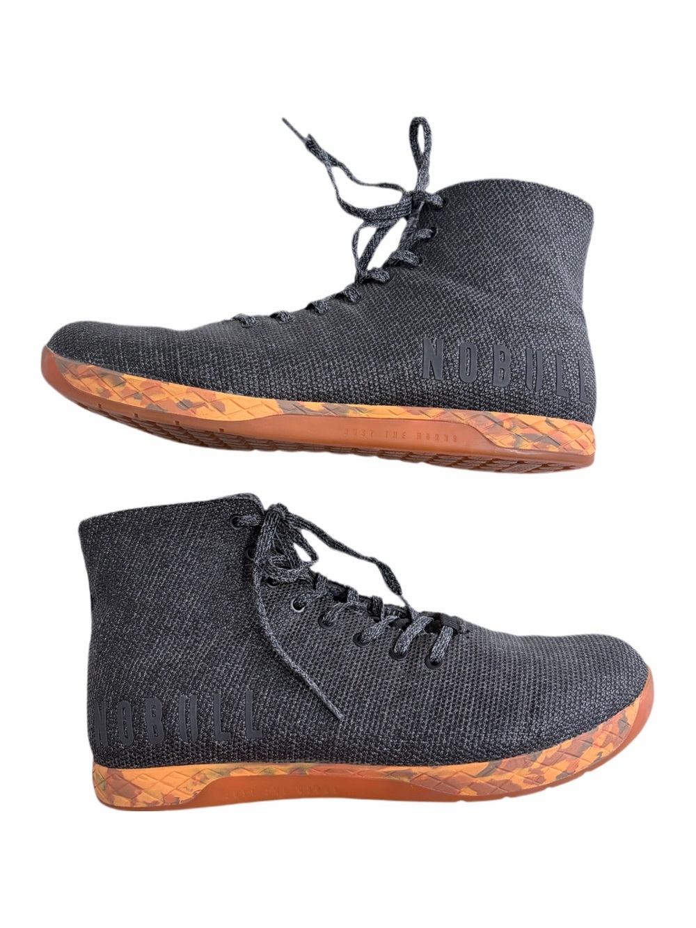 NOBULL Men’s Black Knit High-Top Sneakers with Gum-Pattern Sole Men’s Size 14